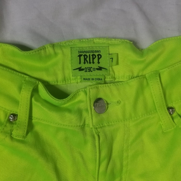 Neon Green Yellow Tripp Nyc Pants Sz 30 - Picture 3 of 4